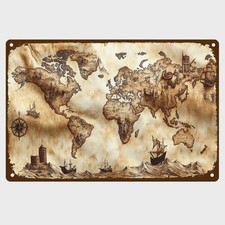 Blechschild antike Weltkarte