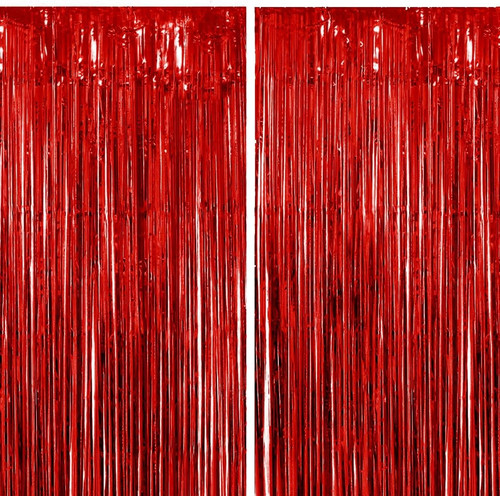 Lametta vorhänge rot 2x - rot,,