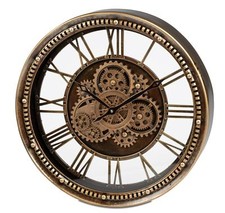formano Wanduhr Antik-Stil 46x46cm Metall, goldene sichtbar drehende Zahnräder