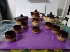 11 Vintage Handmade Keramik Ton Geschirr-Set Terrine Krug Tee Kaffee Kanne Tasse