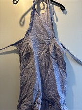 Schürze Kittelschürze Taschen Rüschen Lila Blumen Vintage Kochen Kekse Backen 