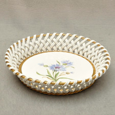 Meissen Korbschale Obstschale mit Flechtrand blaue Kornblume Knaufzeit 1850-1924