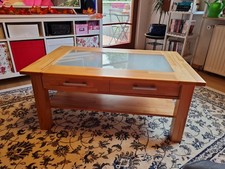 Couchtisch Braun mit Schublade und Glasplatte