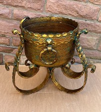 Sehr Seltene Schwere Antik Schmiedeeisen Blumentopf aus Villa Auflösung