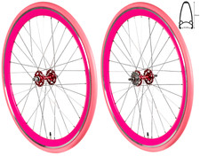 REDONDO 28 Zoll Laufrad Set Singlespeed Fixie Laufrad Felge Pink Pink + Reifen