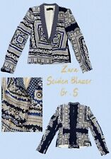 ZARA  Paisley Seiden Blazer Gr. S / 36 Blogger Edel blau-weiß-gelb SELTEN