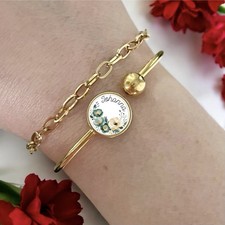 Armband mit Namen Armreif personalisiert Gravur Gold Edelstahl Verstellbar