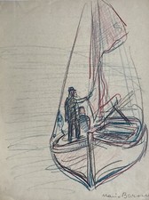 2 Personen auf einem Segelboot Fischer Sportsegler?  Mario Barone *1902