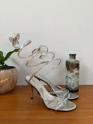 Silberne riemchen high heels - high,