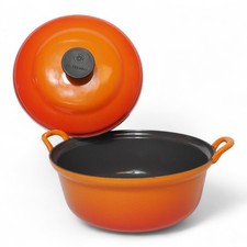 Le Creuset Topf Kasserolle 24 cm Gußeisen Rot / Orange / Ofenrot - gebraucht