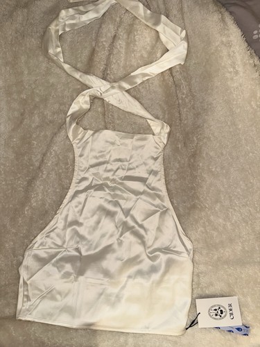 Weißes satin halterneck - halterneck, top