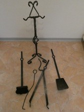 Schönes altes Kaminbesteck Kamingarnitur Kaminset 4-teilig schwarz!