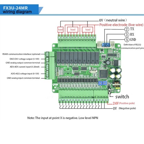 Plc module fx3u 24mr - module,