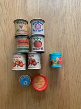 9 X  VINTAGE KAUFLADEN SCHAUGERICHT BLECH DOSE  Penaten Bärenmarke Zentis