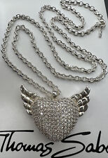 Traumhafte Elegante Thomas Sabo Kette Massiv & Riesen Flügel Herz Anhänger Neu
