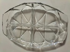 Vintage Servierplatte Glas 4 Fächer faccettiert schwer Party Fingerfood sehr gut