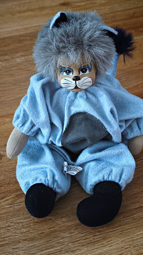 Stoffpuppe katze graues - stoffpuppe,