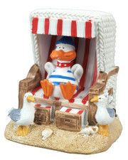 Maritime Deko Mini Strandkorb mit Möwe - Piet - 7,5x6,5x5cm Möwen Polyresin (RW)