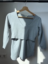 Hessnatur Stilloberteil 34 Grau Biobaumwolle Naturfaser Mama Longsleeve