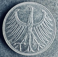 5 Mark 1968 D BRD Silberadler Heiermann 11,2 g .625 Silber KM#112 K111025J