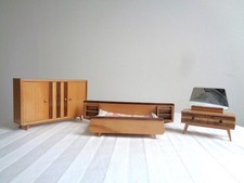 Altes Puppenhausmöbel, Schlafzimmer-Set, Rülke-Möbel, Erzgebirge