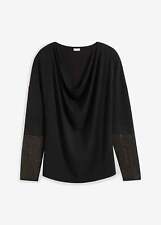 Shirt Wasserfallausschnitt Gr. 36/38 Schwarz Damenshirt Top Bluse Tunika Neu