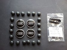 4x Original Audi Radnabendeckel schwarz NEU + 20x Radschrauben-Abdeckkappen NEU