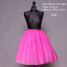 Tüllrock Tütü  6 Lagen 60cm Länge Ballettrock Tanzrock Kostüm Fasching