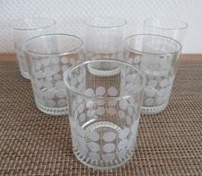 70er Jahre INGRID Glas-Serie-Polka Dots-Whisky-Trink-Gläser 6 Stück