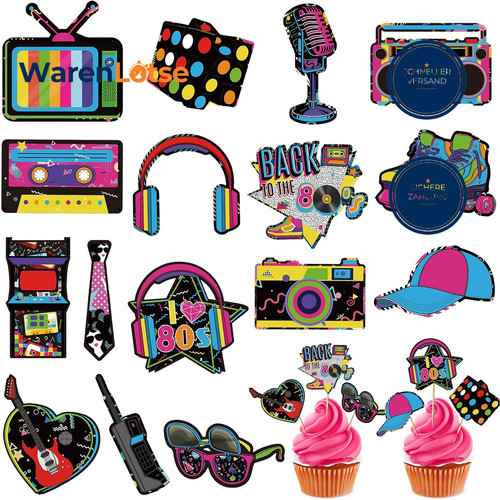 Cupcake topper 80er - topper, 32