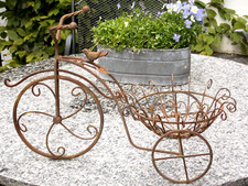 Blumen fahrrad Korb Ampel Ständer Garten Deko  Eisen Rost HBT 41x61x31 antik