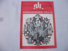 alter Ordenskatalog Graf Klenau , 126. Auktion 1976 , Kriegsorden 1914/18