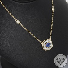 Wert 2290 € Brillant Diamant Saphir Collier 585 14 Karat Gelb Gold 950 Platin...