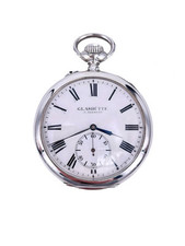 Seltene Taschenuhr Glashütte J. Assmann Marine Beobachtungsuhr 900er Silber 60mm