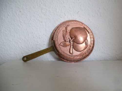 Antike kupferpfanne mit - kupferpfanne,