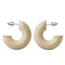 Breite Holz Creolen braun natur Rustikale Ohrstecker Boho Chic Damen Holzohrring