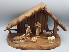 wunderschöne ältere Weihnachtskrippe HOLZ mit 6 Figuren Tirol/Erzgebirge