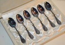 Konvolut 6 Kaffeelöffel CHRISTOFLE Besteck Metall versilbert MARLY Schatulle DEETJEN