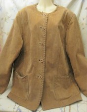 tolle Lederjacke Lederjanker JOY Gr. 42 Veloursleder rehbraun Western-Style 