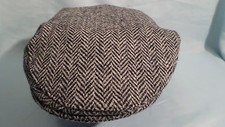 QUALITÄT SCHOTTISCHES FISCHGRÄT HARRIS TWEED WOLLE FLATCAP ANGELN JAGEN WANDERN