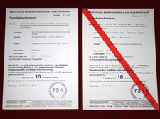 2 FSK-Freigabekarten DIE NACHT + RÜCKKEHR DER REITENDEN LEICHEN cert sheets