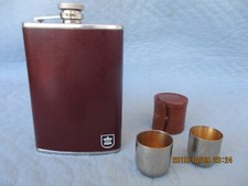 Flachmann Flasche  mit 2 Becher innen vergoldet STAINLESS STEEL  240ML