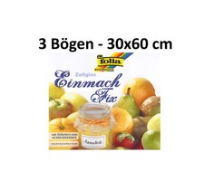 3x FOLIA Einmach Fix Folie/Cellophan/Zellglasfolie/Einmachhaut + Etiketten - SET