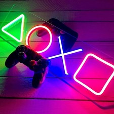 Playstation Lampe Neon LED Schild Nacht Symbole Icon Licht Leuchte Premium Licht
