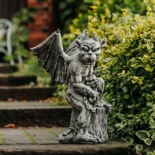 Gargoyle der Herrscher I Steinfigur 55 cm 25 kg Grau Weißbeton frostsicher