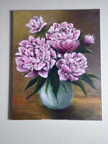 Gemälde blumenstillleben rosa - gemälde,