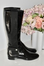 SERGIO ROSSI Lackleder STIEFEL mit seitl. Schnalle u Stretcheinsätze Gr 37,5 TOP