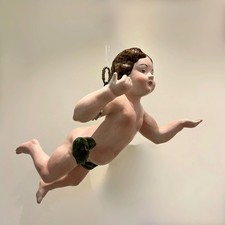 Große Majolika Keramik Putte zum Aufhängen