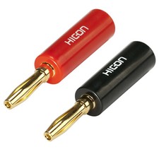 HICON 4,2mm Bananenstecker echtvergoldet 2er Set Schraubklemme HI-BM01-BLK -RED