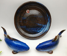 3x Deko Set Fische Paar & Teller Danish Design Maj Isenkram Keramik Figur Scandi